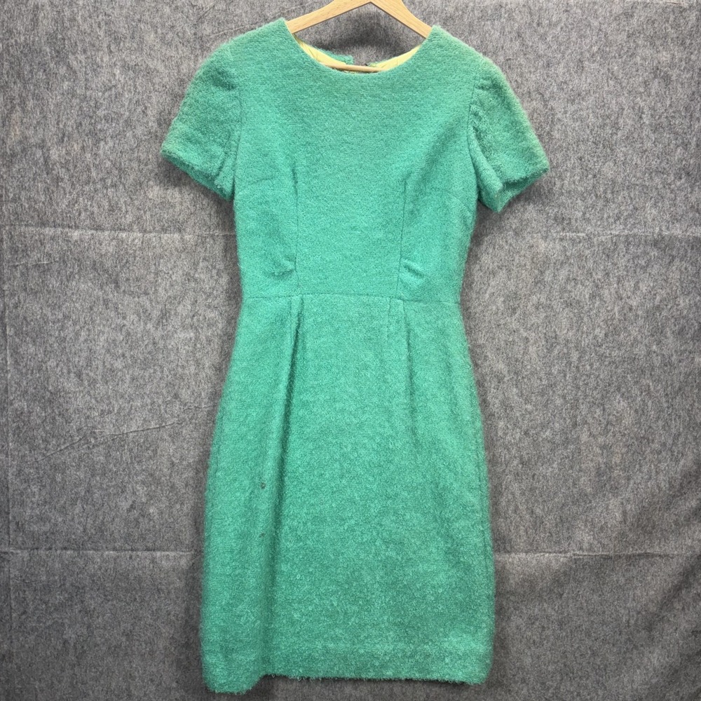 Vintage 60s Fuzzy Boucle Sheath Wiggle Dress Women's Turquoise Blue Mod GoGo USA